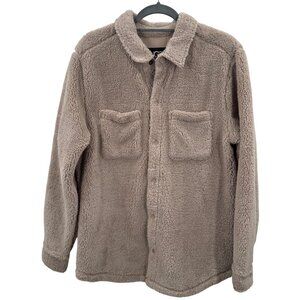 UGG Womens Beige Sherpa Fleece Jacket With Snap Down Closure & Pockets Size M